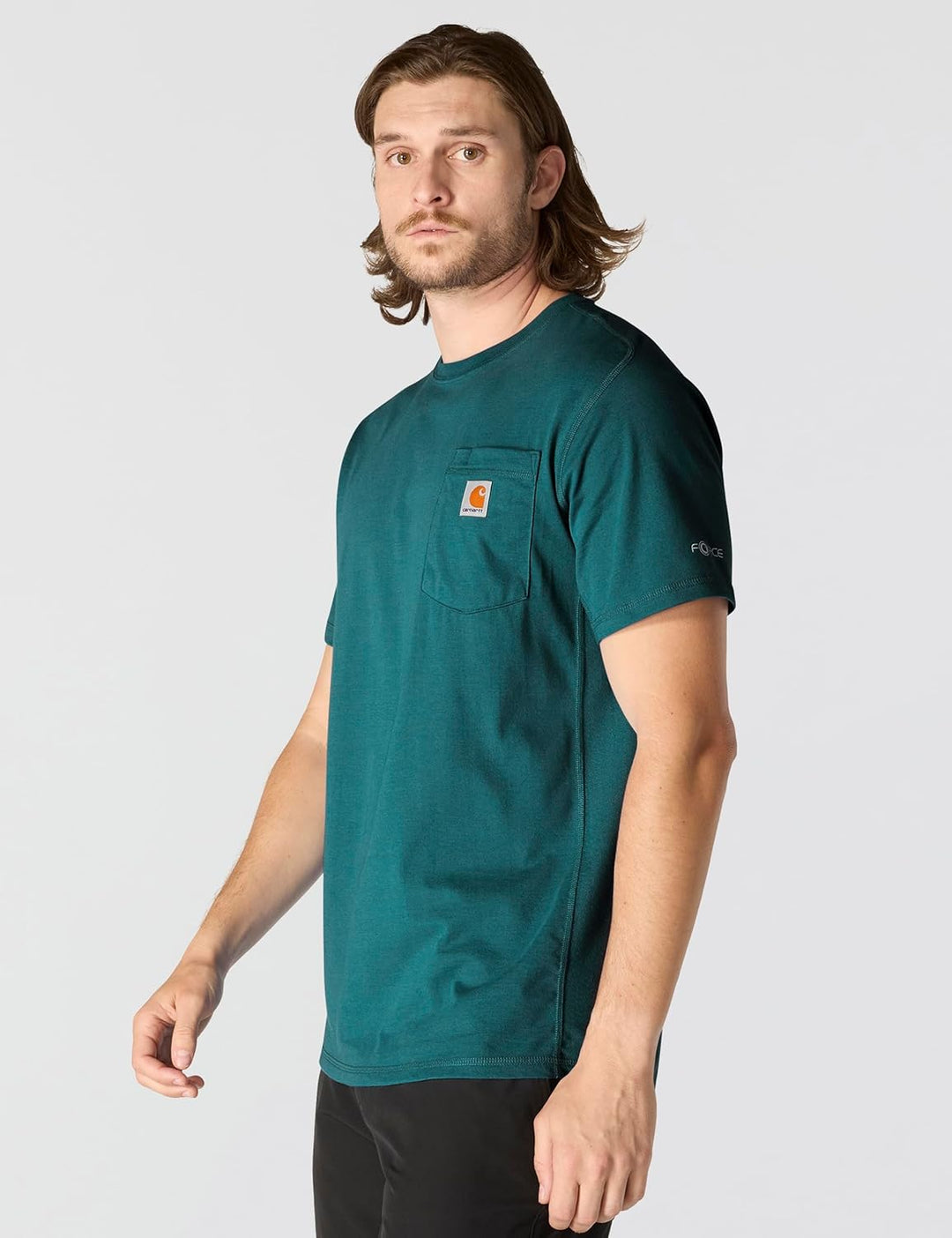 Carhartt Herren T-Shirt Force Flex Pocket S Greenstone, S Greenstone