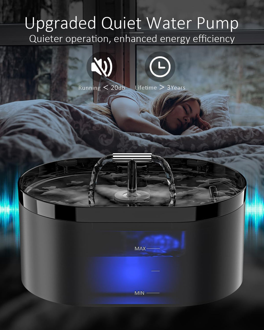 Katzenbrunnen, Trinkbrunnen für Katze2,2L,Katzenbrunnen für Katzen，automatischer Haustierbrunnen mit