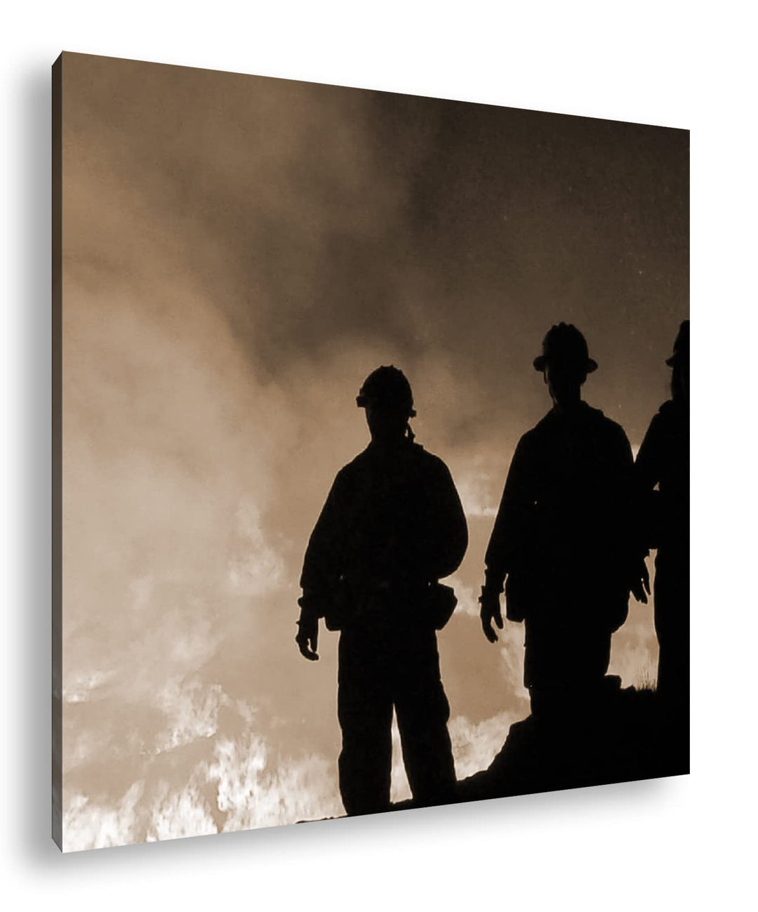 Lauffeuer Feuerwehr im Einsatz Format: 60x60 Effekt: Sepia als Leinwandbild, Motiv fertig gerahmt au