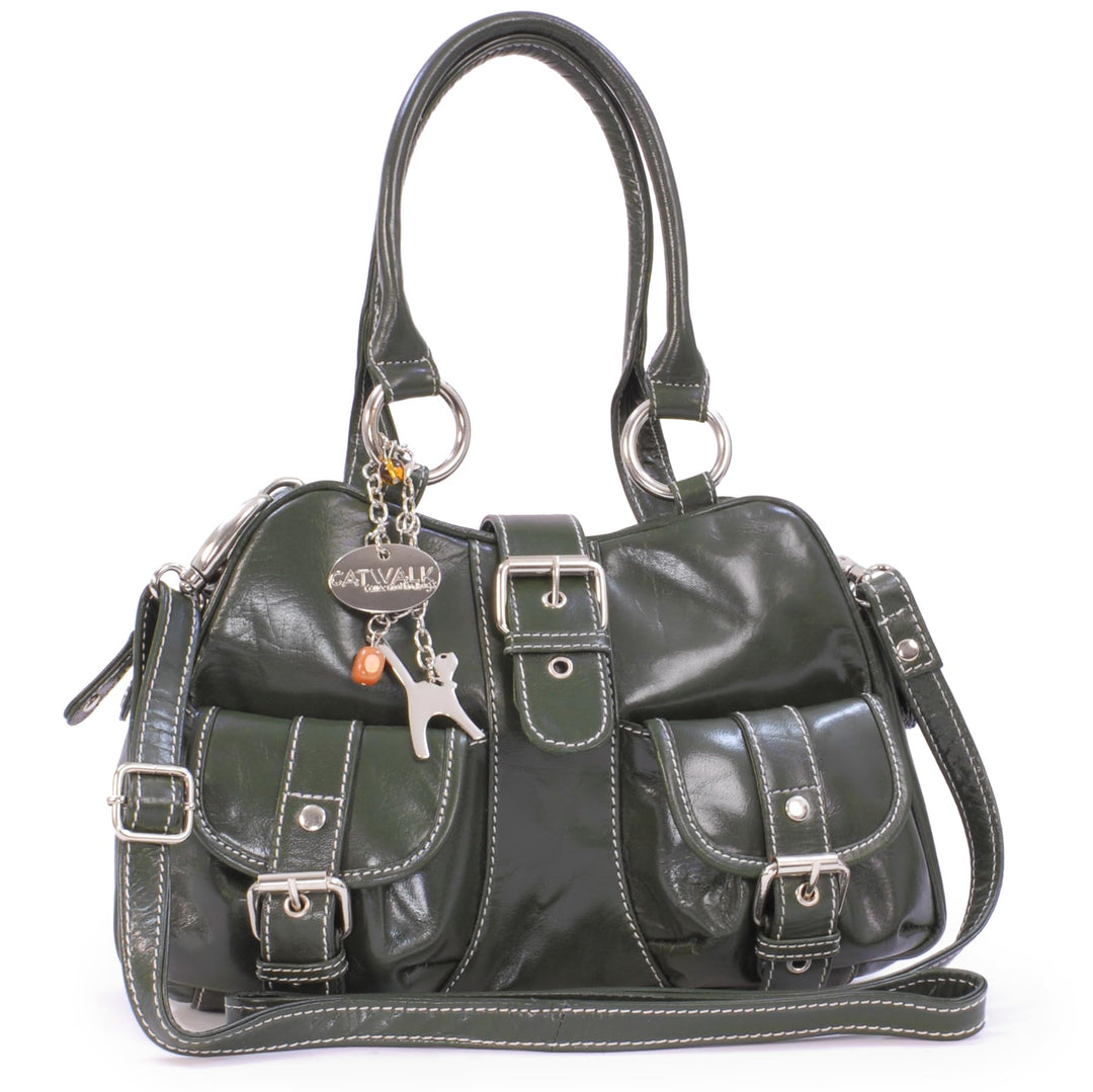Catwalk Collection Handbags - Damen Leder Henkeltasche - Umhängetasche/Handtasche Mittelgross - Vers