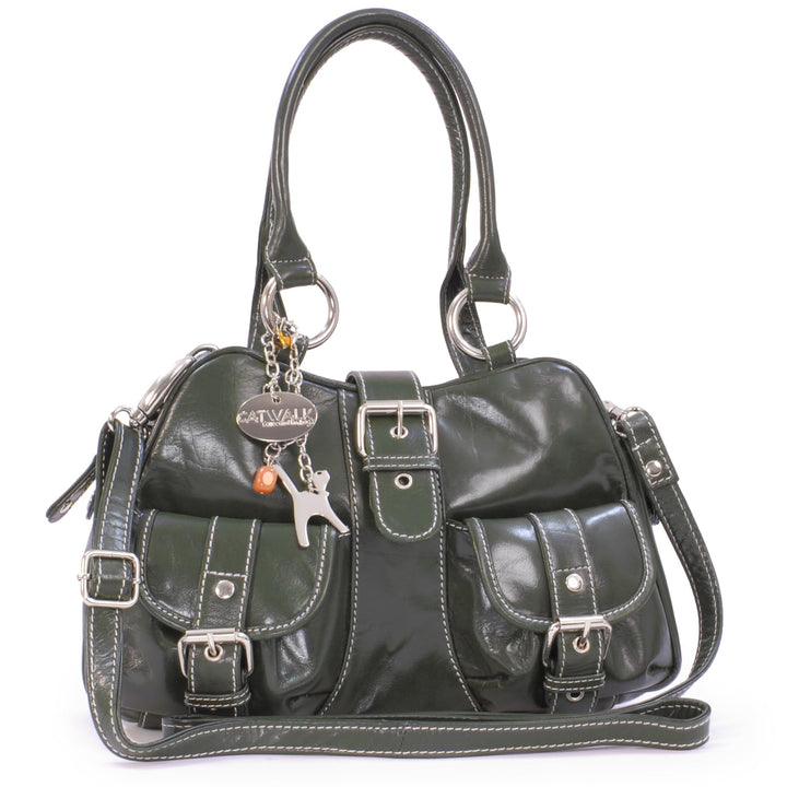 Catwalk Collection Handbags - Damen Leder Henkeltasche - Umhängetasche/Handtasche Mittelgross - Vers