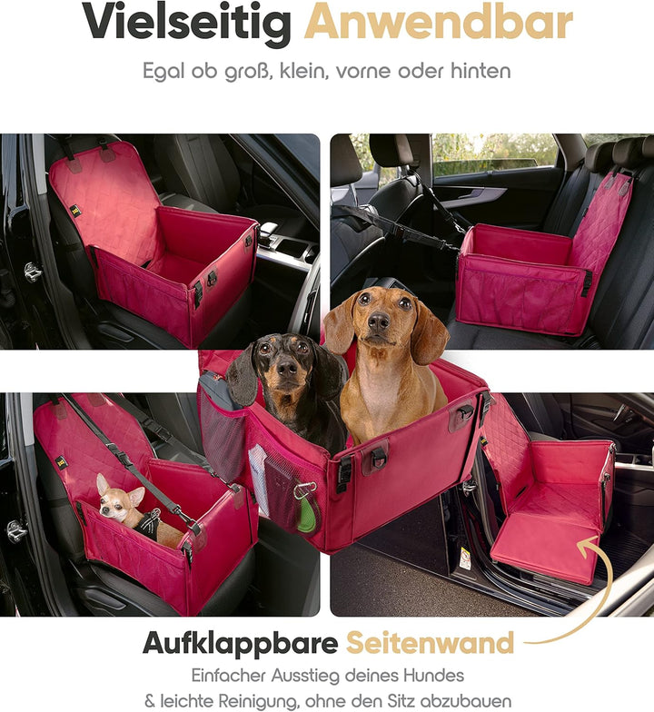 HELDENWERK Extra Stabiler Hunde Autositz -Verstärkte Wände und 5 Gurte - Wasserdichter Hundeautositz