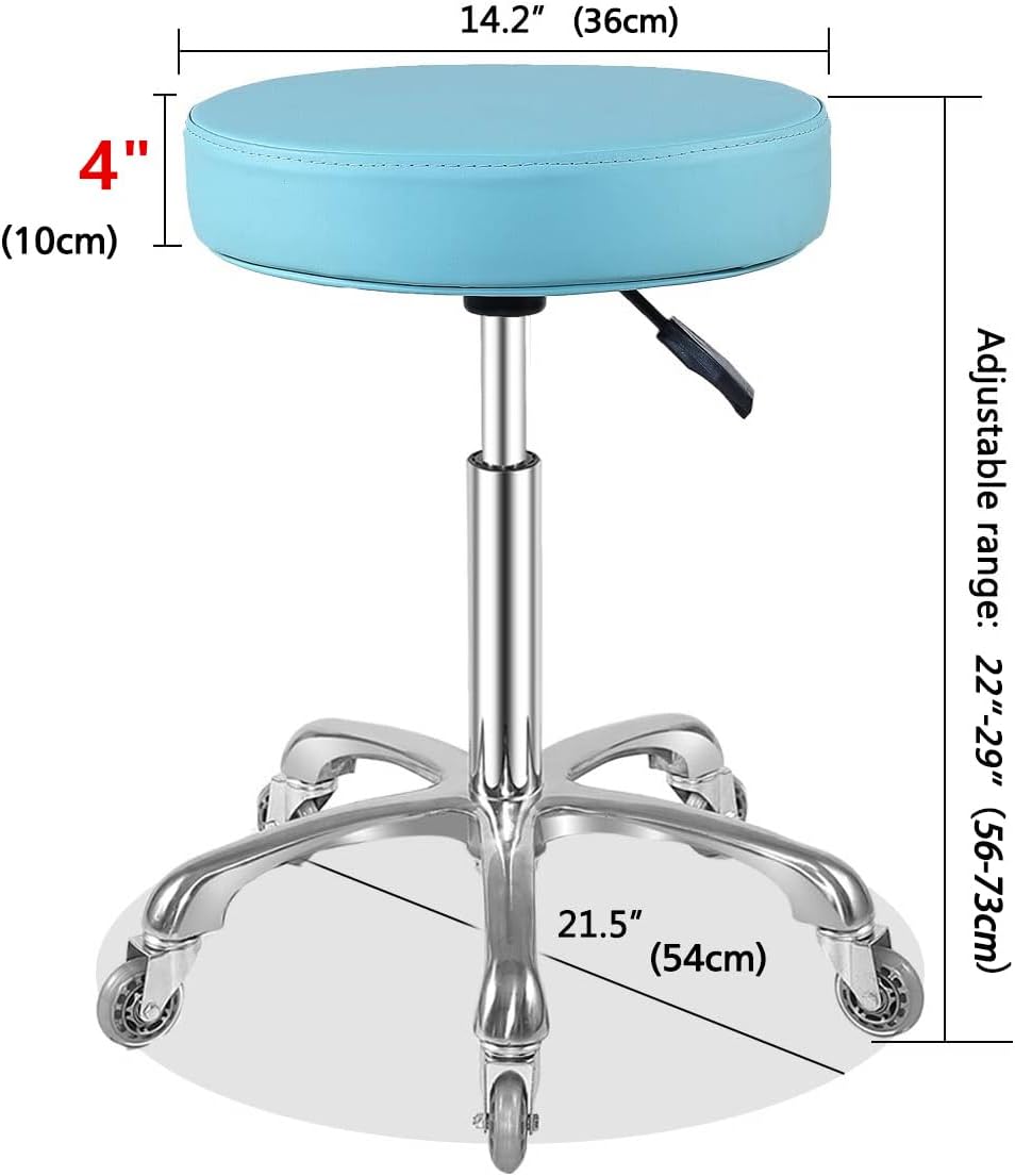 Ainilaily Hocker mit Rollen, Rollhocker höhenverstellbar 10cm Polsterung, Werkstatthocker Sitzhöhe B