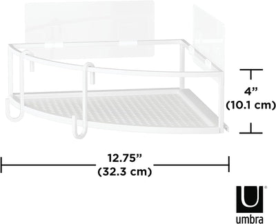 Umbra Cubiko Eckregale, Duschablage ohne Bohren mit Haken, Weiss, 2er-Set