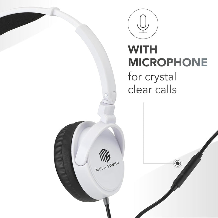 Music Sound | Bügelkopfhörer mit Kabel Over Ear Basic | On-Ear-Kopfhörer Faltbarer Kopfbügel mit 1,2