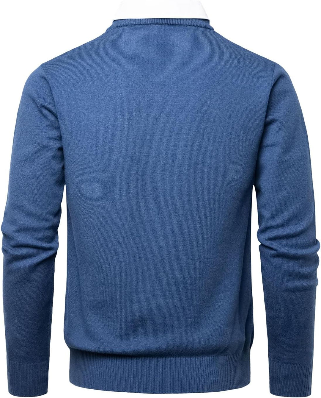 Harbrosrce Herren Strick Pullover V Ausschnitt Strickpullover Feinstrick Mock Hemdkragen Strickwaren