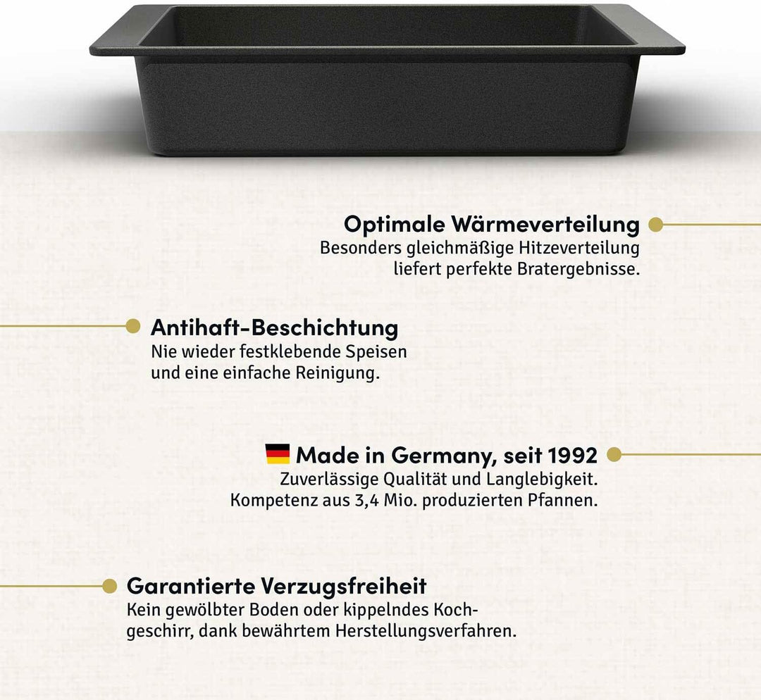 Hoffmann Bräter, 41x26 cm,Back- und Auflaufform, Handgegossen, Aluminium, Antihaftbeschichtet, für I