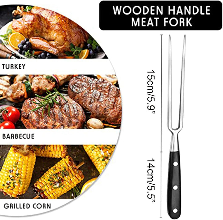 2 Stücke Fleischgabel mit Griff - Edelstahl Länge 16.5cm, Gesamtlänge 29cm Tranchiergabel Grillgabel