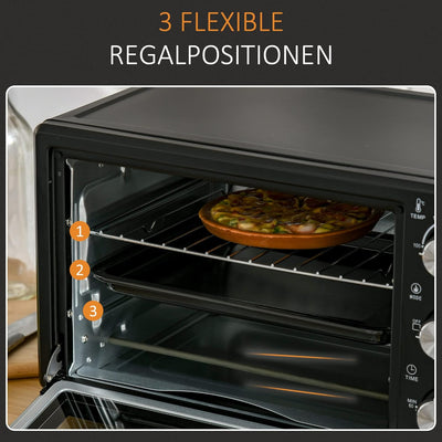 HOMCOM Minibackofen 21L mit 1 Drahtgestell und 1 Backblech 3 Kochmodi 100 °C-230 °C einstellbare Tem