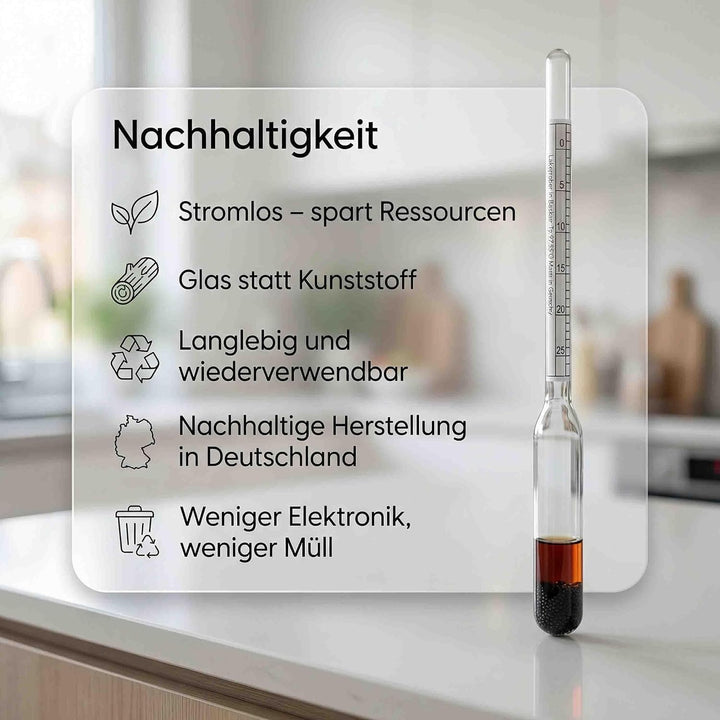 Lantelme Glas Salzlakeprüfer zur Salzgehalt Messung zum Pökeln Einkochen Einmachen Räuchern Einwecke