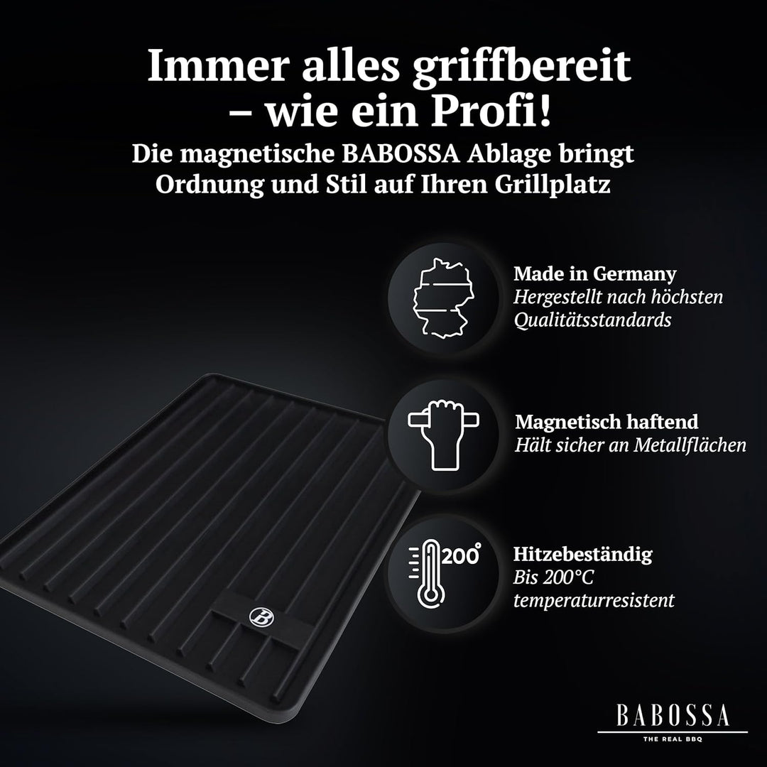 BABOSSA Magnetische Besteckablage – Silikon Grill Matte 39 x 28 cm – Rutsch- und spühlmaschinenfest