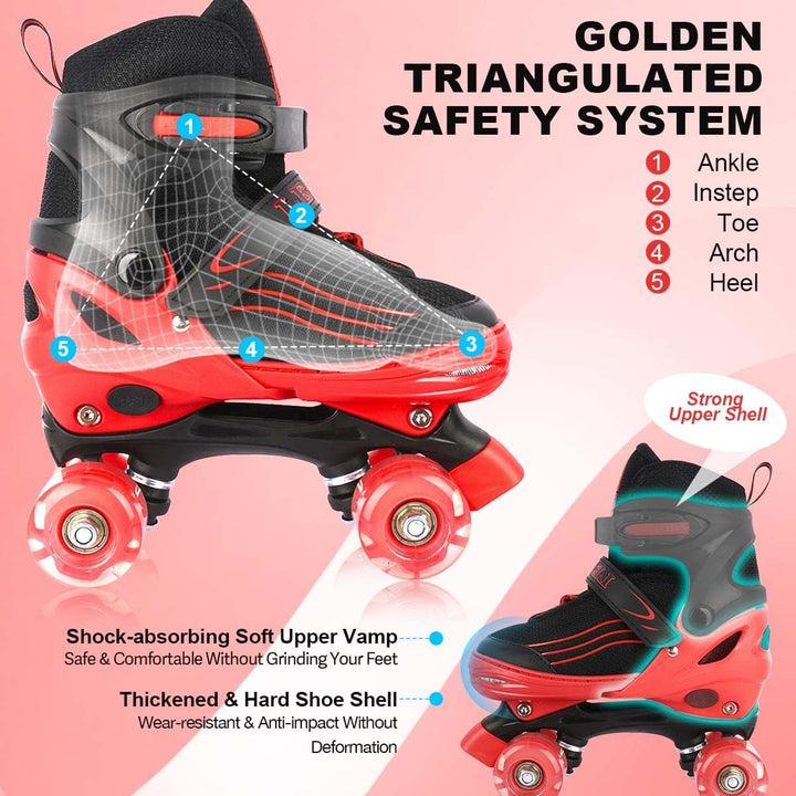Rollschuhe für Mädchen Jungen Einstellbare Kinder Rollschuhe mit leuchtenden Rädern, Spass Beleuchtu