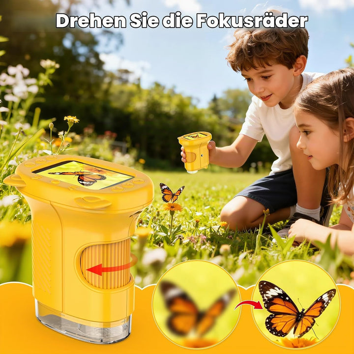 Handmikroskop für Kinder, 1000X Zoom Digitales USB-Mikroskope mit 2,4-Zoll-IPS-Bildschirm, Tragbare