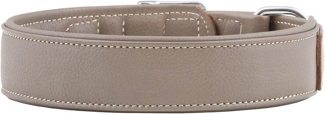 Knuffelwuff 13991-013 Weiches Lederhalsband Hund Hundehalsband Glendale 53-60cm, Natur Natur Halsumf