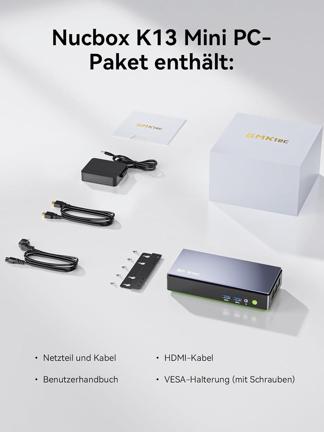 GMKtec Mini PC Intel Ultra 7 256V(8K/8T Bis zu 4.8GHz), K13 Micro PC mit 16GB DDR5 8533 1TB PCIe 4.0