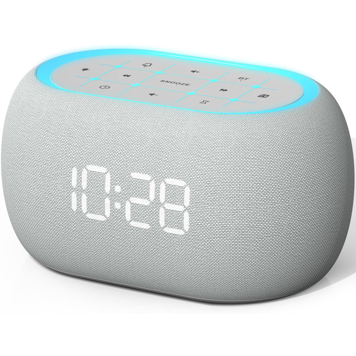 ANJANK Radiowecker mit Bluetooth Lautsprecher, 10W Hi-Fi Dual-Lautsprecher, 7-Farbiges Nachtlicht, D