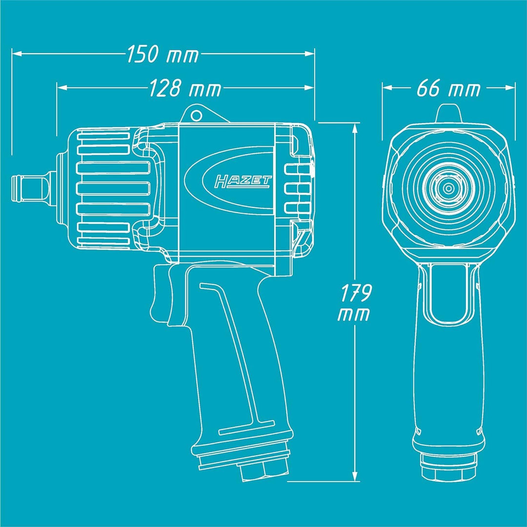 HAZET Schlagschrauber 9012TT | Max. Lösemoment 2200 Nm, Vierkantantrieb 12,5 mm (1/2 Zoll) | Hochlei
