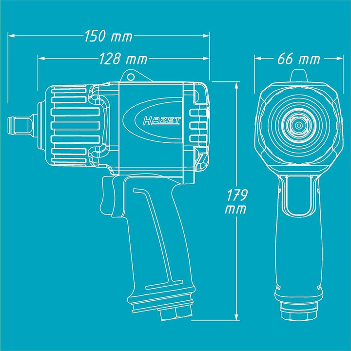 HAZET Schlagschrauber 9012TT | Max. Lösemoment 2200 Nm, Vierkantantrieb 12,5 mm (1/2 Zoll) | Hochlei