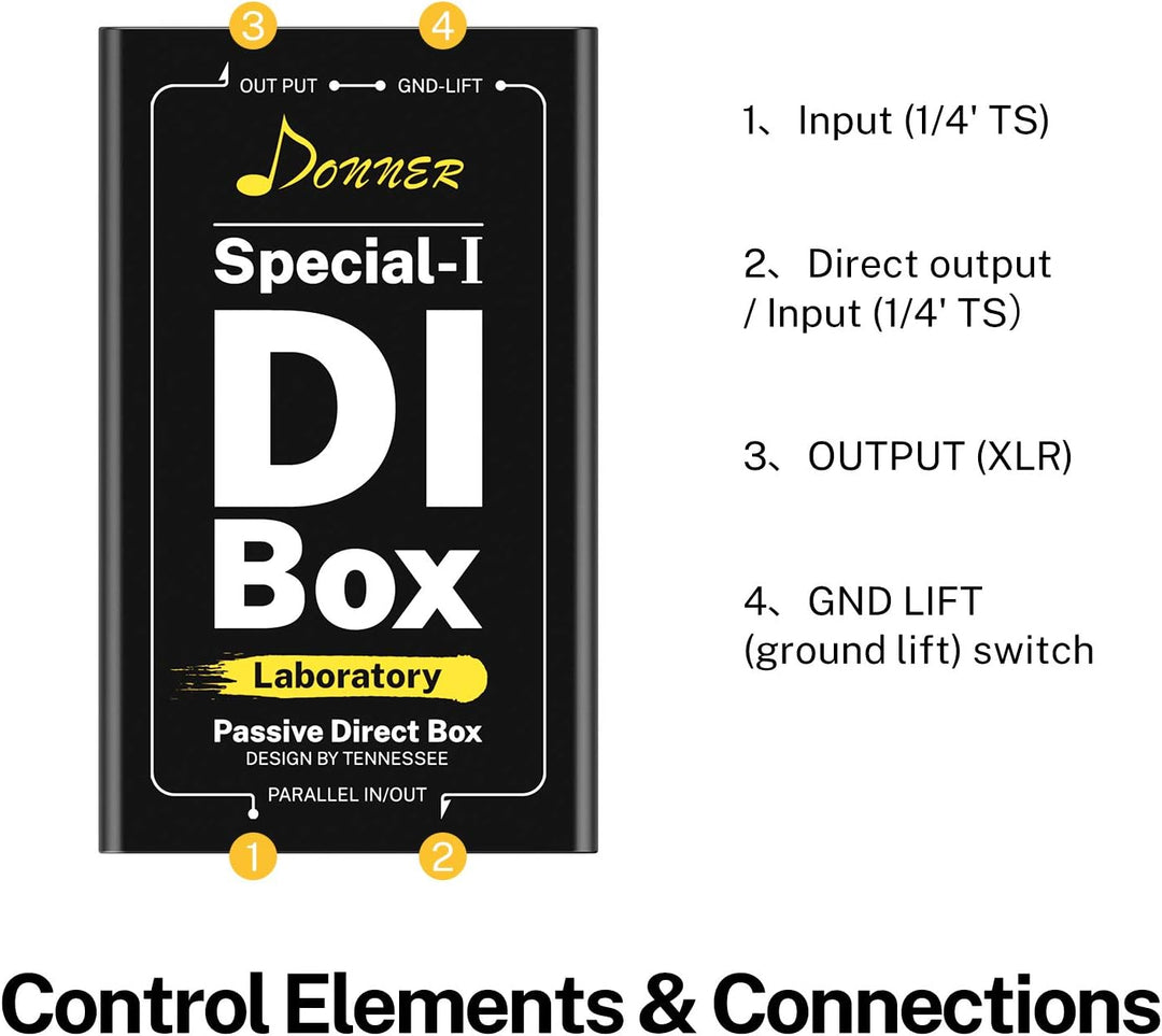 Donner Passive DI-Box Professional Passiv DI-Box zu symmetrischem und unsymmetrischem XLR (Special-Ⅰ