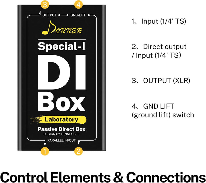 Donner Passive DI-Box Professional Passiv DI-Box zu symmetrischem und unsymmetrischem XLR (Special-Ⅰ