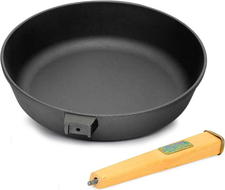 Gusseisenpfanne 26 cm Bratpfanne aus Gusseisen BRIZOLL mit Holzgriff und Pfannenwender von 4big.fun