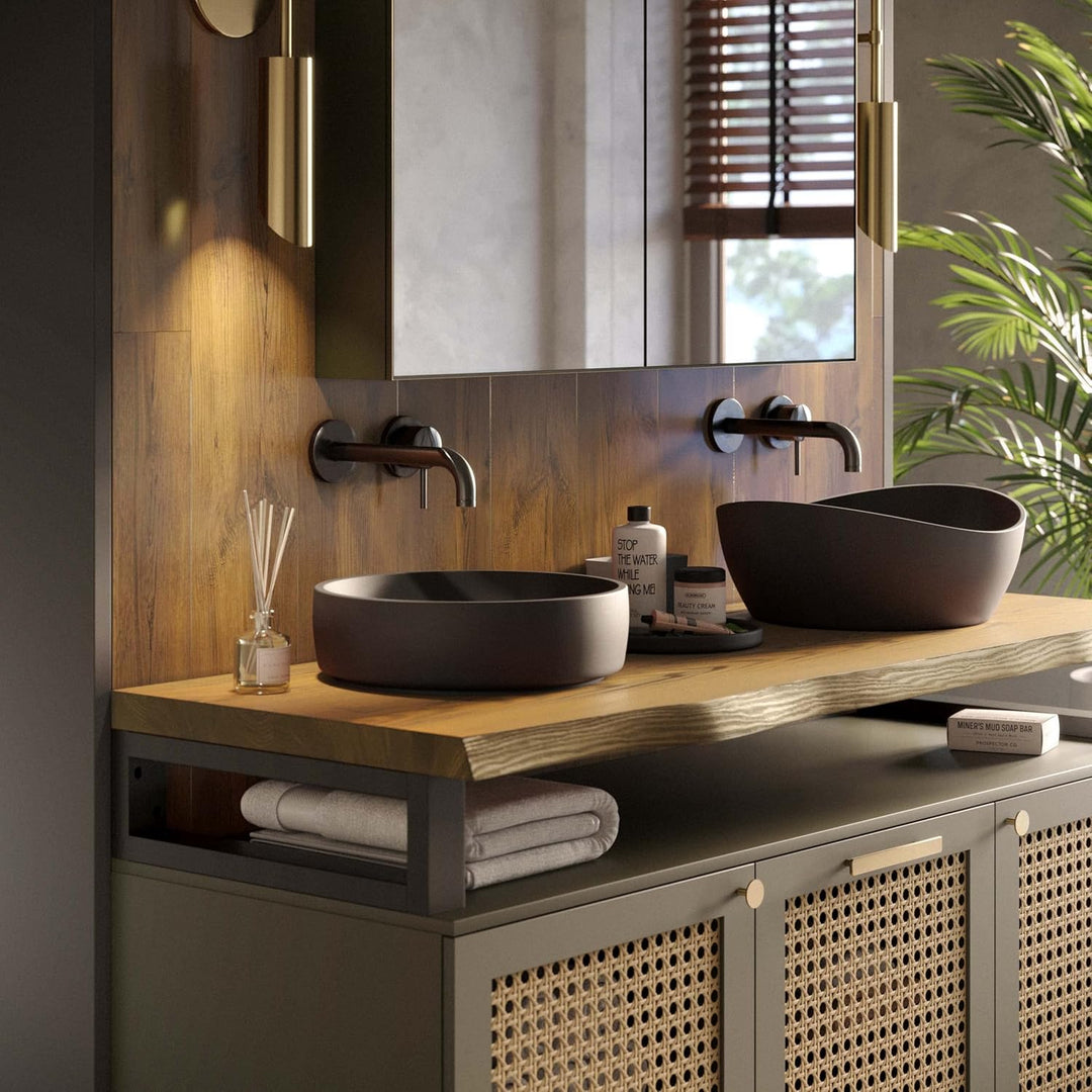 LAMO Manufaktur Waschtischplatte, Holzplatte Waschtisch Baumkante, 40x55 cm (AxB), Rustikal, ohne Mo