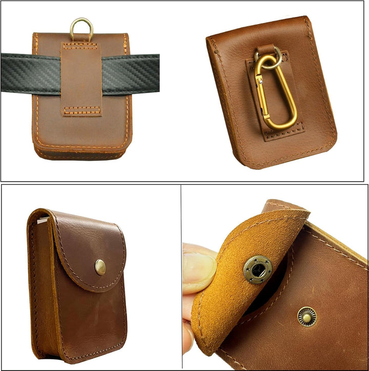 aolaso Spielkartenetui, Echtes Leder Single Deck Card Box/Halter Ledergürteltasche für Männer Mini-G