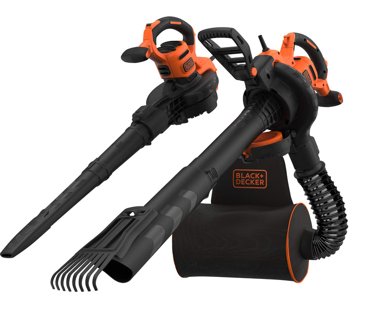 Black+Decker 3-in-1 Elektro-Laubsauger / Laubbläser BEBLV301 (3.000 Watt, mit Häcksler + aufsteckbar