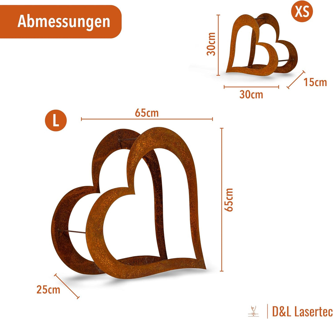 D&L Lasertec Herz aus Metall - Herz für Kaminholz - Regal aus Rost Edelrost Holzregal für Garten Ter