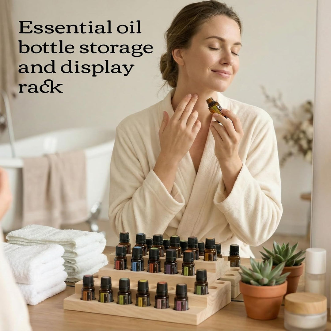 Ätherisches Öl Display Ständer, 30 Löcher Aromatherapie Öle Hölzern Tragen Gestell Halter Organisato