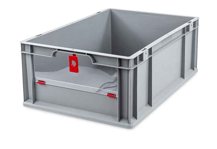 aidB Eurobox NextGen Insight Cover rot, 600x400x220 mm, Cover niedrig, robuste Regalbox mit Entnahme