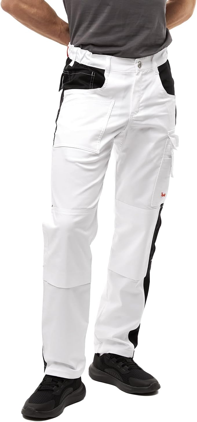 strongAnt Arbeitshose komplett Stretch Männer Berlin Pro Bundhose Schwarz Weiss Grau 46 Weiss-schwar