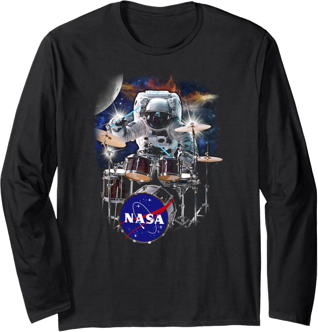 NASA Space Nebula Drum Solo Poster Langarmshirt
