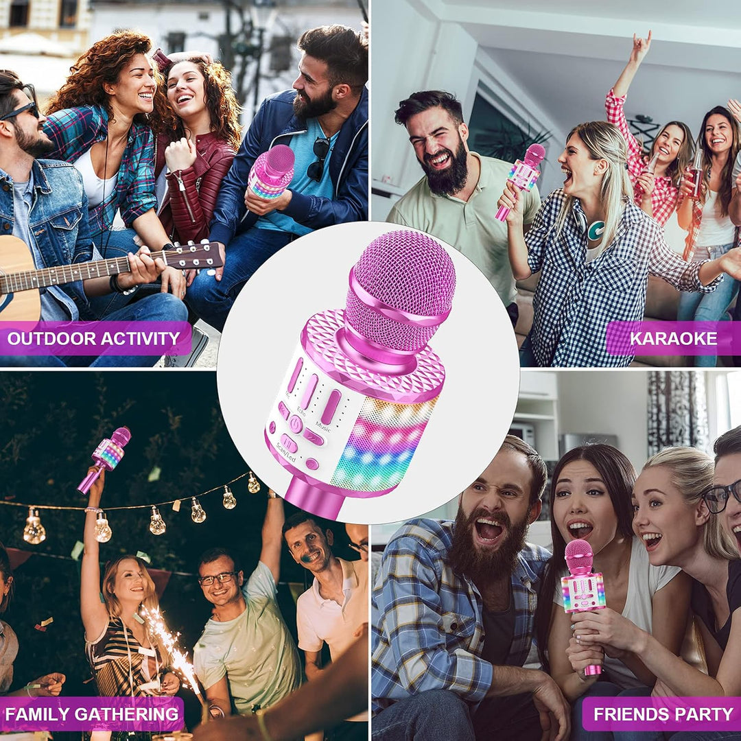 Karaoke Mikrofon, LED Drahtloses Bluetooth Mikrofon zum Singen mit Lautsprecher, Karaoke Spielzeug K