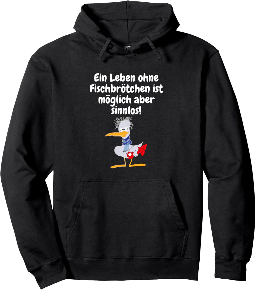 Moin Ostfriesland Fischbrötchen und Möwe Ostfriese Nordsee Pullover Hoodie