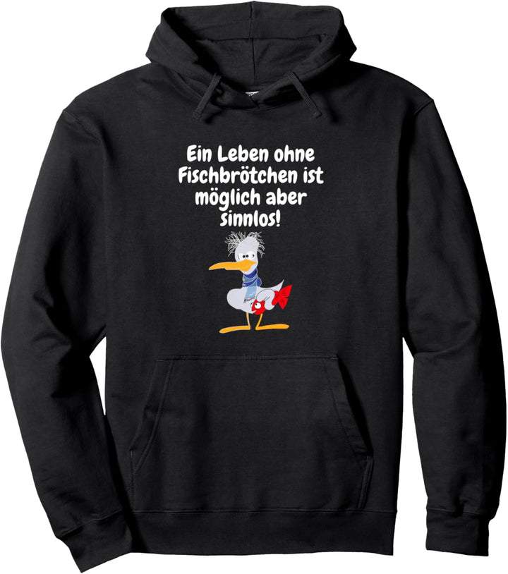Moin Ostfriesland Fischbrötchen und Möwe Ostfriese Nordsee Pullover Hoodie