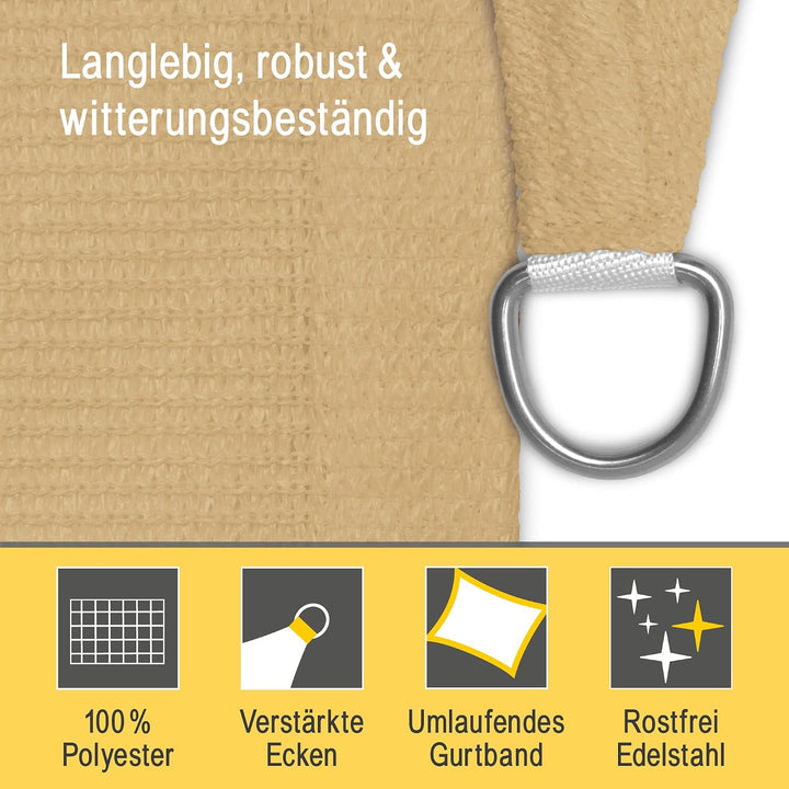 Sol Royal Sonnensegel rechteckig 4x5m Wasserdurchlässig HDPE Atmungsaktiver Balkon Terrasse Segeltuc