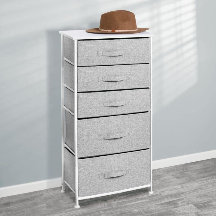 mDesign Kommode aus Stoff – praktischer Schrank Organizer mit 5 Schubladen in 2 Grössen – Aufbewahru