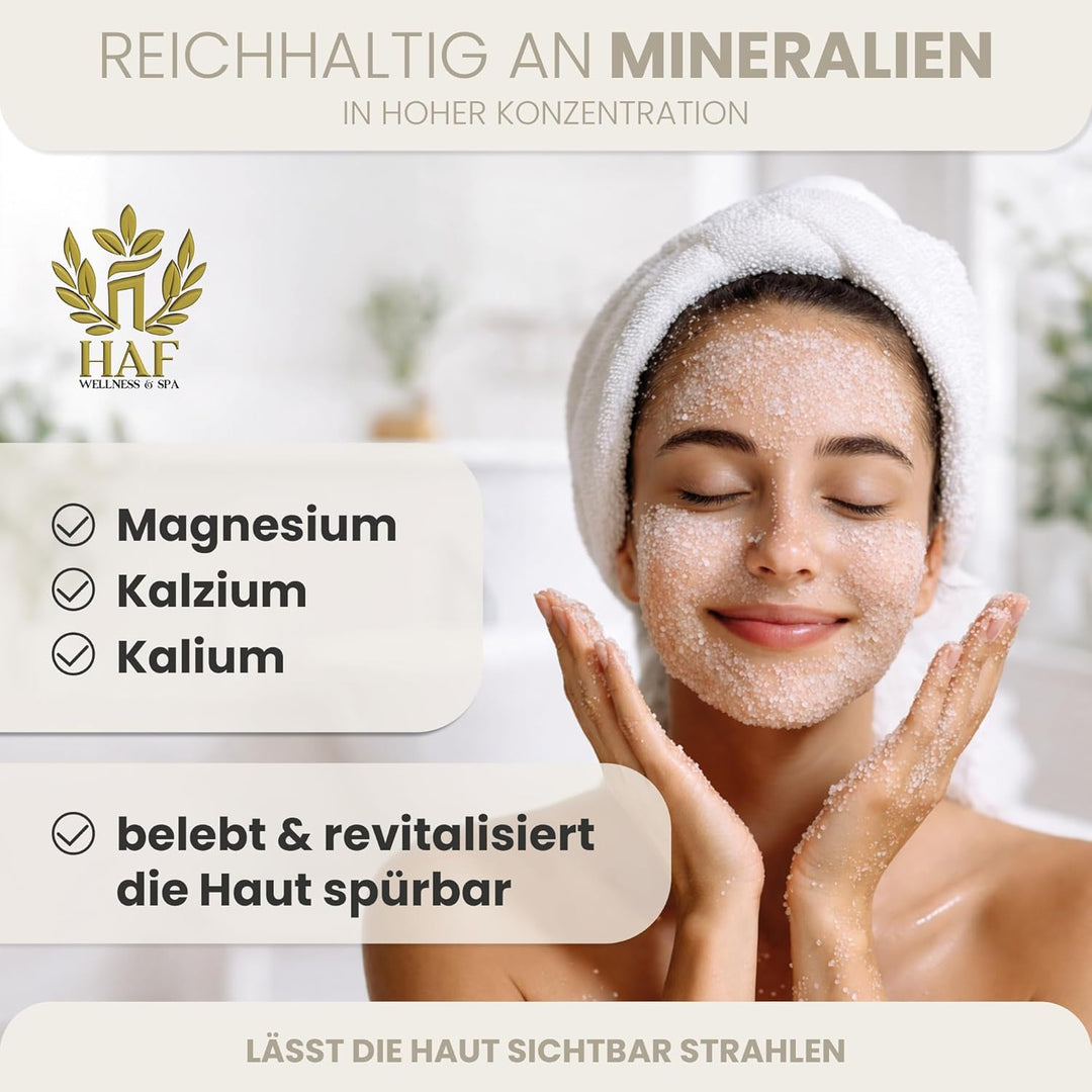 HAF® Premium Totes Meer Peelingsalz für empfindliche &amp; trockene Haut | 2 x 1 kg in Beuteln | Salz Pe
