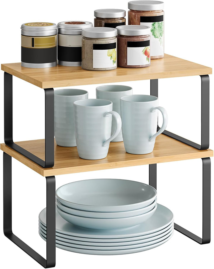 SONGMICS Gewürzregal, 2er Set Küchen-Organizer, Küchenregal, Schrank-Organizer Küche, erweiterbar, k