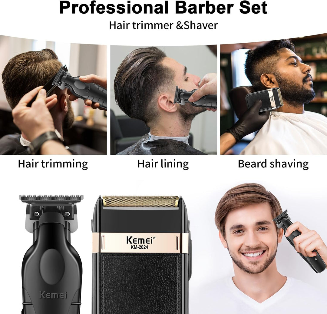 KEMEI Professionelle Haarschneidemaschine und Folienrasierer Set, Elektrische Haarschneidemaschine f