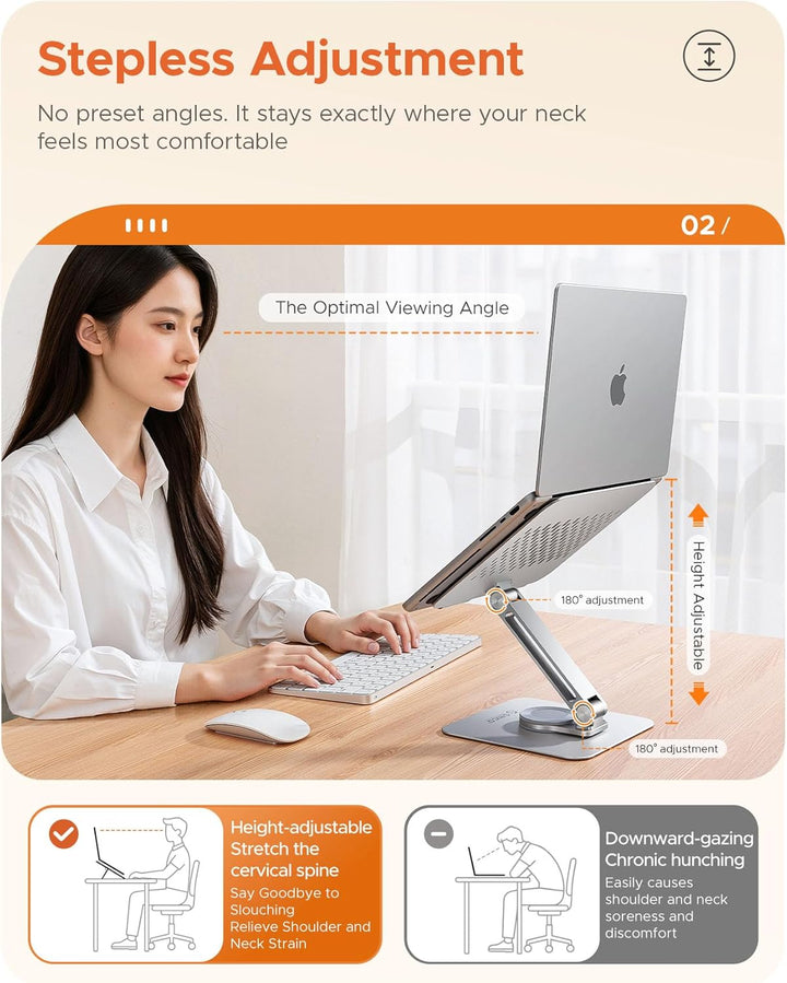 ORICO Laptop Ständer Höhenverstellbar mit 360° Drehsockel, Faltbarer Ergonomischer Notebook Ständer