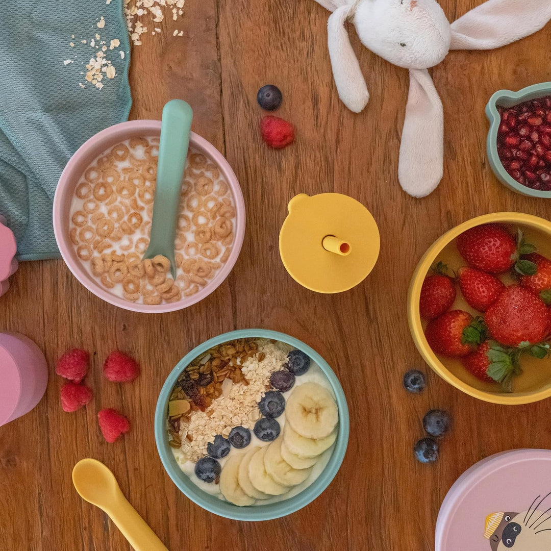 So&amp;So Silikon Geschirr Set für Babys, hochwertiges BLW Baby Geschirrset mit Saugnapf, Deckel, Becher