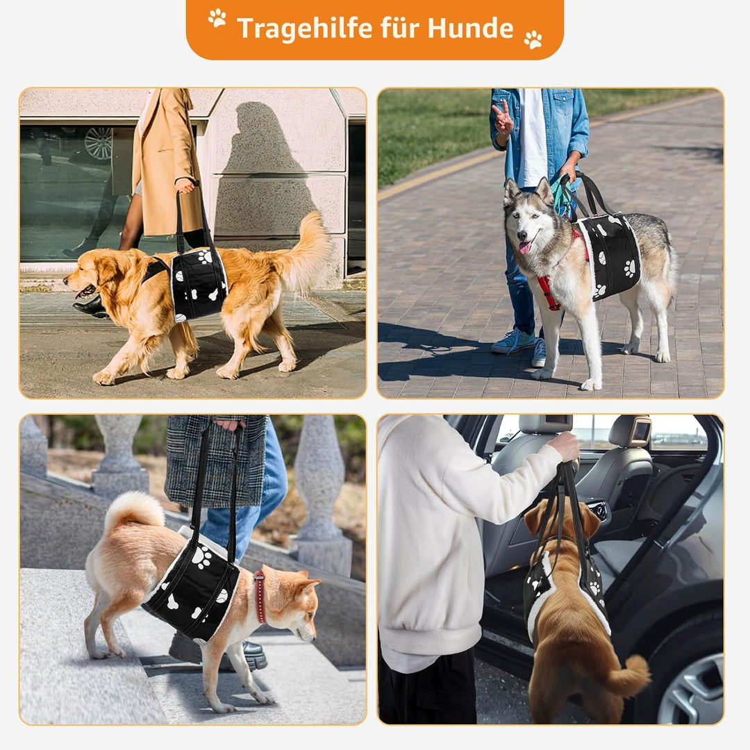 Weiche Hunde Tragehilfe - Verstellbare Gehhilfe für Hunde in verschiedenen Grössen, Sicherheitsunter