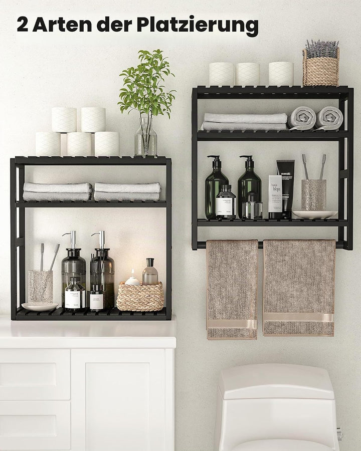 Galood Badezimmerregale, Wandmontage, 3 Etagen, platzsparend, Eckregal, Organizer, Bambus-Handtuchha
