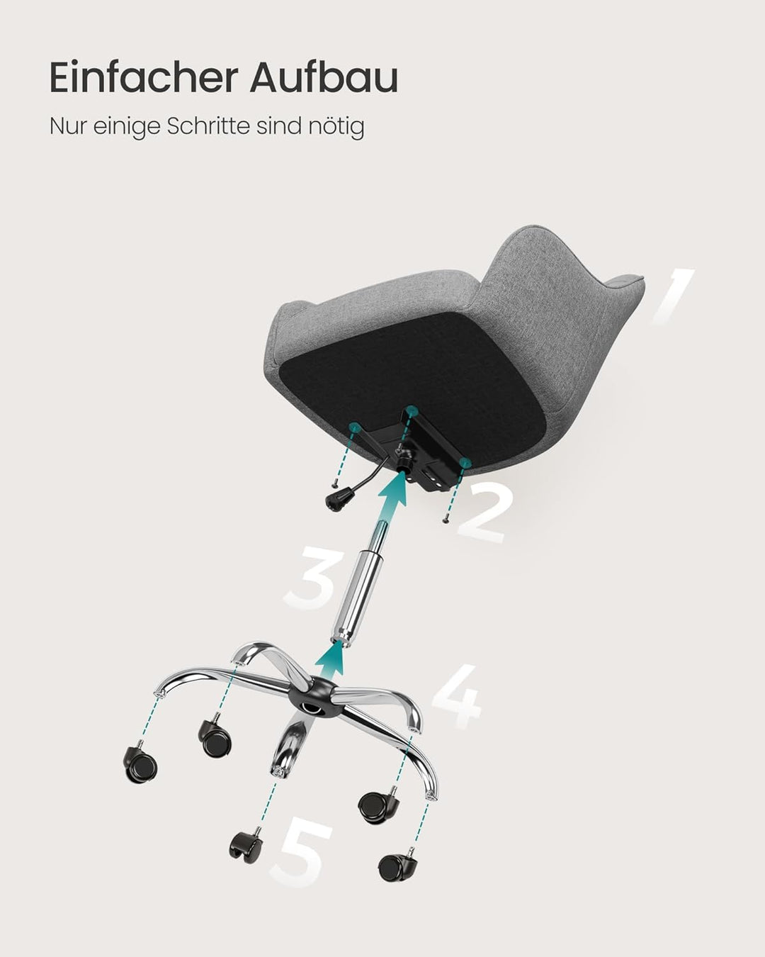 SONGMICS Bürostuhl, bequemer Schreibtischstuhl, höhenverstellbarer Computerstuhl, bis 120 kg belastb