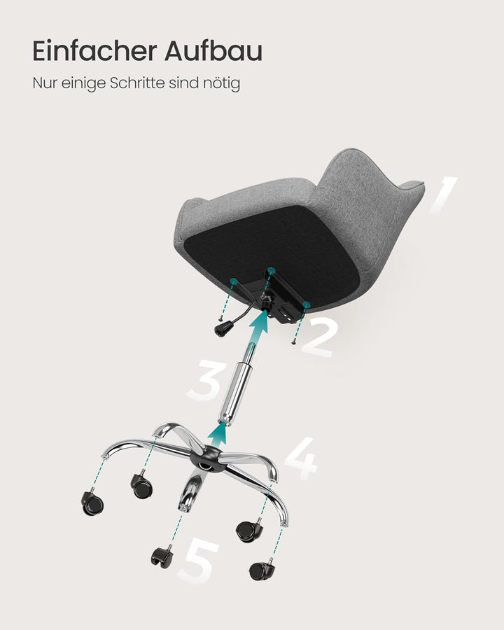 SONGMICS Bürostuhl, bequemer Schreibtischstuhl, höhenverstellbarer Computerstuhl, bis 120 kg belastb