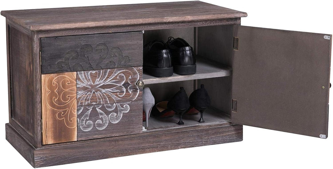 CARO-Möbel Schuhbank MARA Schuhschrank Schuhkommode in braun/grau lackiert