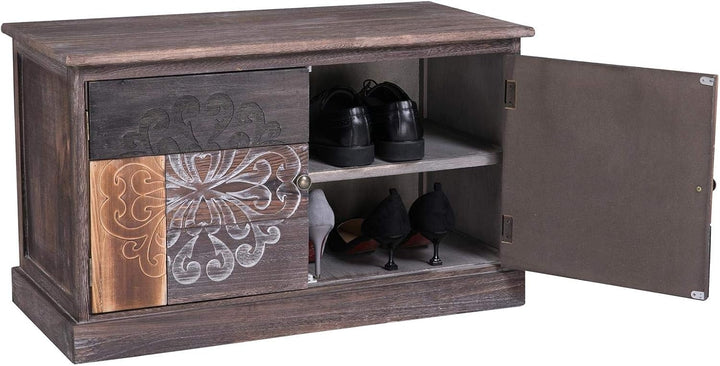 CARO-Möbel Schuhbank MARA Schuhschrank Schuhkommode in braun/grau lackiert