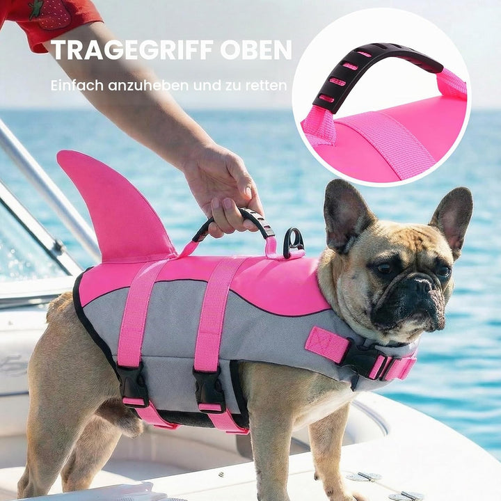 ASENKU Schwimmweste Hund, Hunde Rettungsweste zum Schwimmen, Bootfahren, Hunde Hai Schwimmwesten, Hu